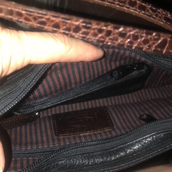 Brighton shoulder bag- pebbled brown & black - Picture 4 of 5